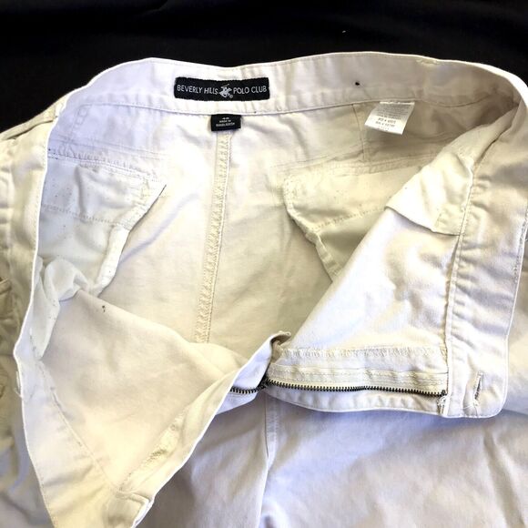 White Cargo Shorts Beverly Hills Polo Club 39 40 Mens Cotton Denim Chino Preppy - Picture 11 of 13